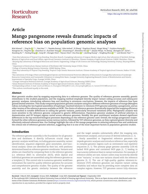 Mango pangenome reveals dramatic impacts of reference bias on population genomic analyses.